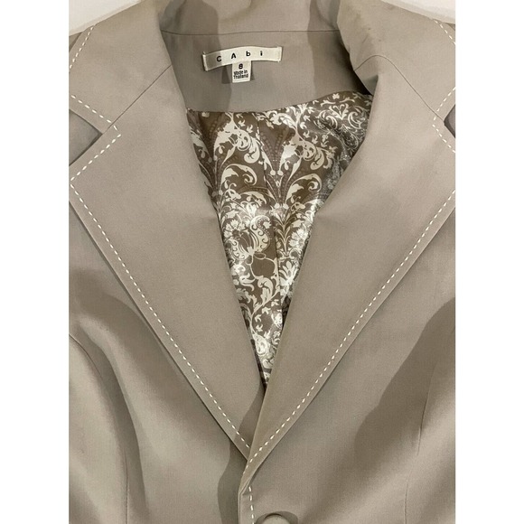 CABI Tan Single Button Collared Career Classic Boss Babe Blazer Jacket Women 8 - Picture 10 of 14